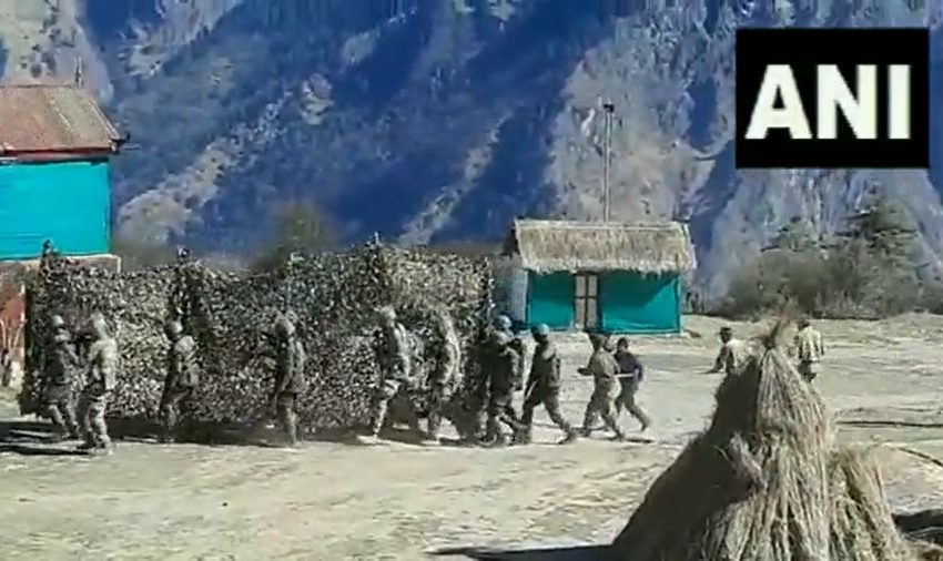 Imagens divulgadas nas redes sociais retratam treinamento realizado em uma zona do Himalaia, na província indiana de Uttarakhand próximo ao Tibete