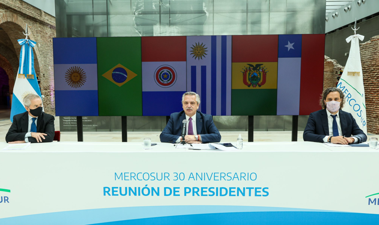 Evento virtual comemorou 30 anos da criação do bloco e terminou com discordâncias entre Argentina e Uruguai