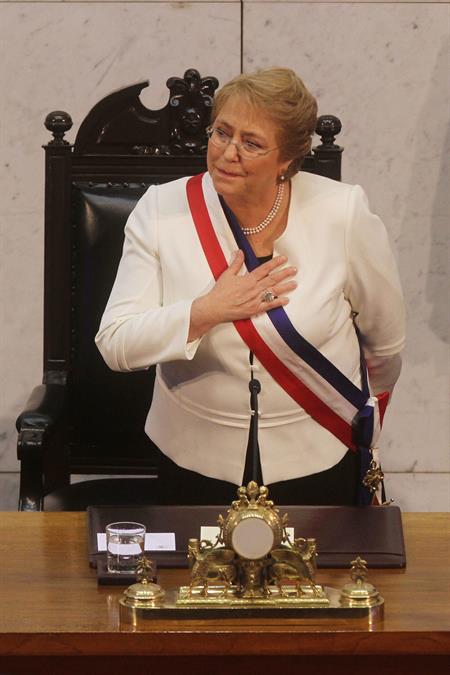 Presidente do Chile, Michelle Bachelet, em discurso no Congresso