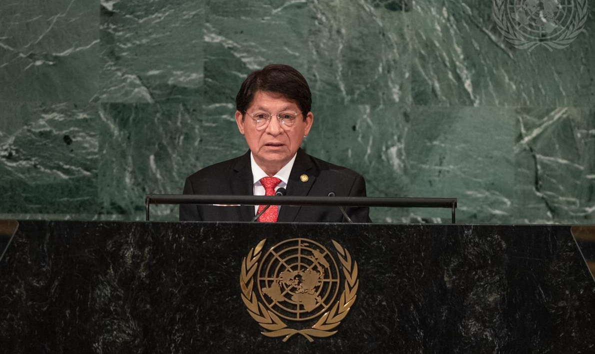 No última dia da 77ª Assembleia das Nações Unidas, chanceler nicaraguense também condenou bloqueio econômico contra Cuba e Venezuela