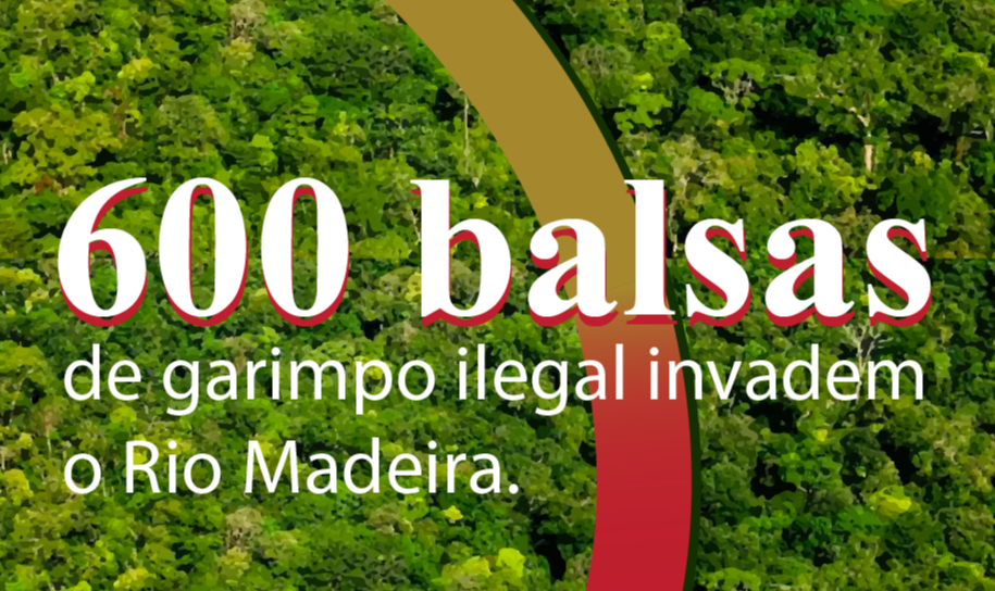 Centenas de balsas empreendem ação ilegal de garimpo no Rio Madeira, afluente do Rio Amazonas, em busca de ouro, há semanas