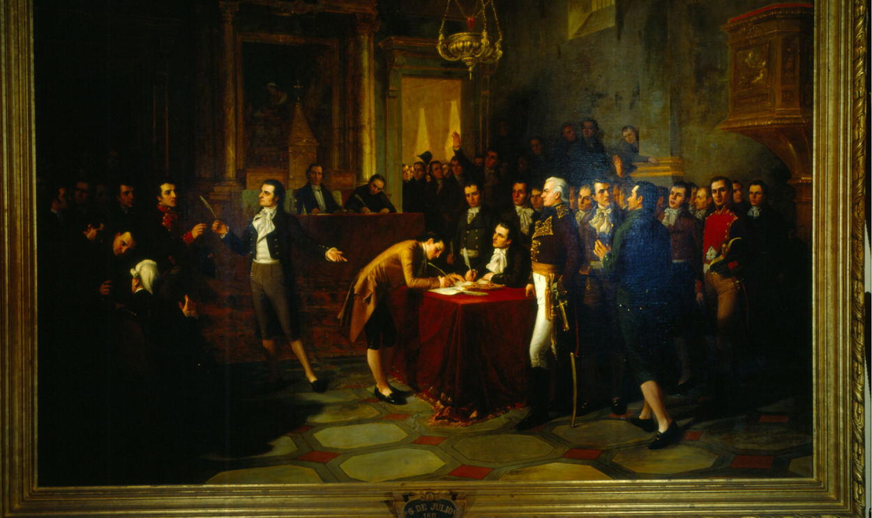 Decisão em Congresso, defendida pelos independentistas Francisco Miranda e Simon Bolívar, define a independência do país