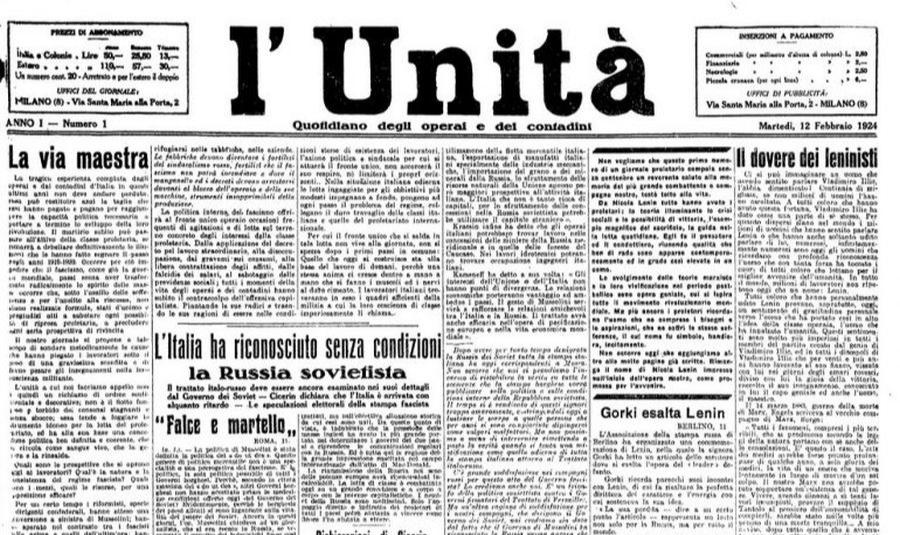 O L'Unità, jornal do Partido Comunista Italiano criado por Gramsci, foi sem dúvidas o jornal comunista com mais difusão do Ocidente