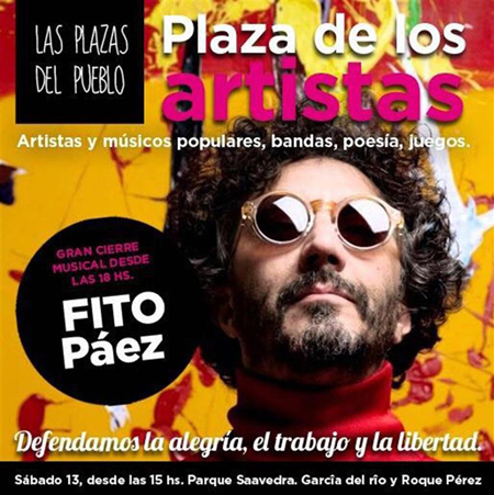 Cartaz anunciando festival com Fito Páez, em minifestival anti-Macri
