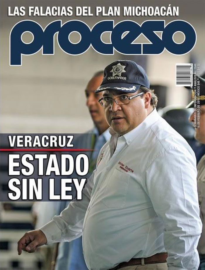 Foto de Javier Duarte que causou controvérsia, na capa da revista Proceso
