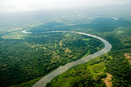 Rio Semliki em vista aérea parcial do parque / Foto: Facebook Virunga National Park