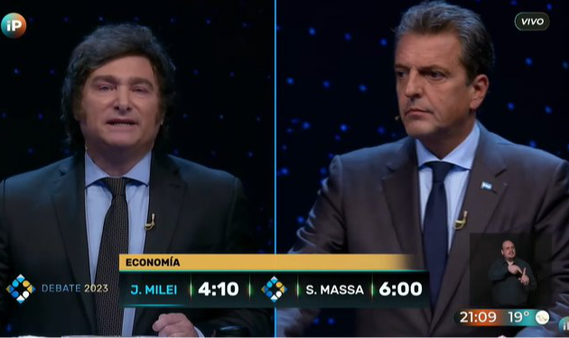 Sergio Massa se impõe sobre Javier Milei e domina debate presidencial na Argentina
