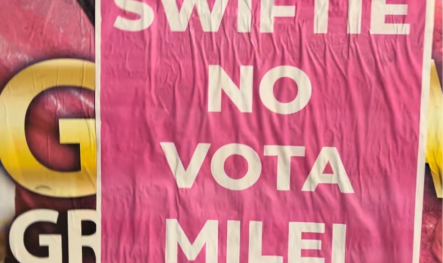 'Swiftie não vota em Milei' e 'Milei é Trump' foram os principais discursos de alguns fãs da cantora norte-americana, abertamente  contra o ex-presidente dos EUA, Donald Trump, a quem o presidenciável argentino admira