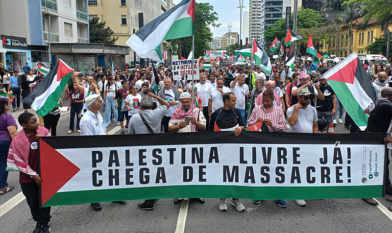 Inúmeras manifestações contra o massacre de palestinos ocorreram pelo mundo neste final de semana