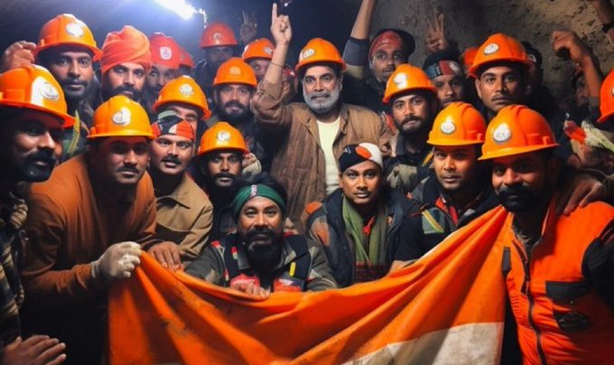 Os trabalhadores estavam soterrados desde 12 de novembro, quando um deslizamento de terras derrubou parte do túnel