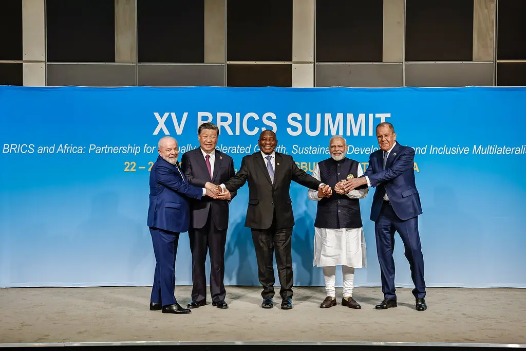 Foto Oficial dos Líderes do BRICS. Sandton Convention Centre, Joanesburgo - África do Sul. (Foto: Ricardo Stuckert/PR)