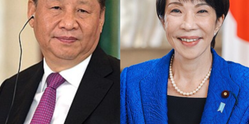 Presidente chinês Xi Jinping; primeira-ministra japonesa Sanae Takaichi